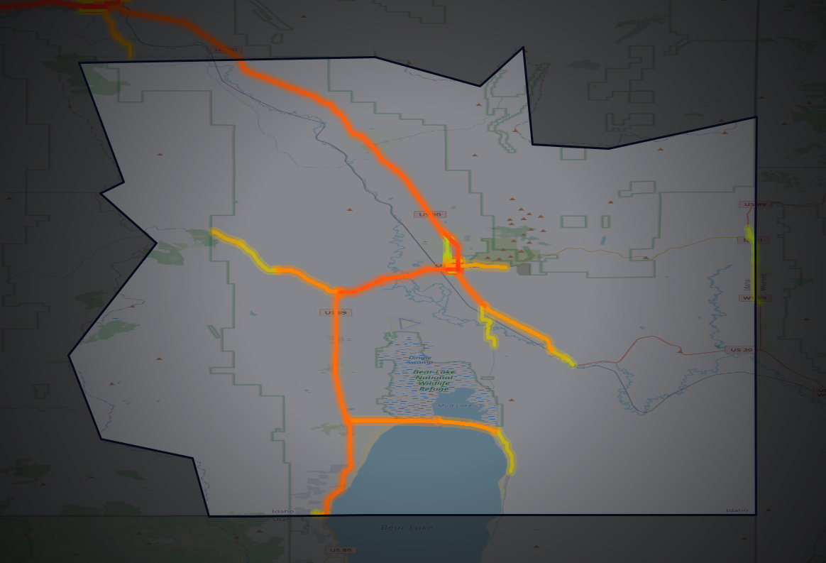 Traffic map of Bear Lake, Idaho