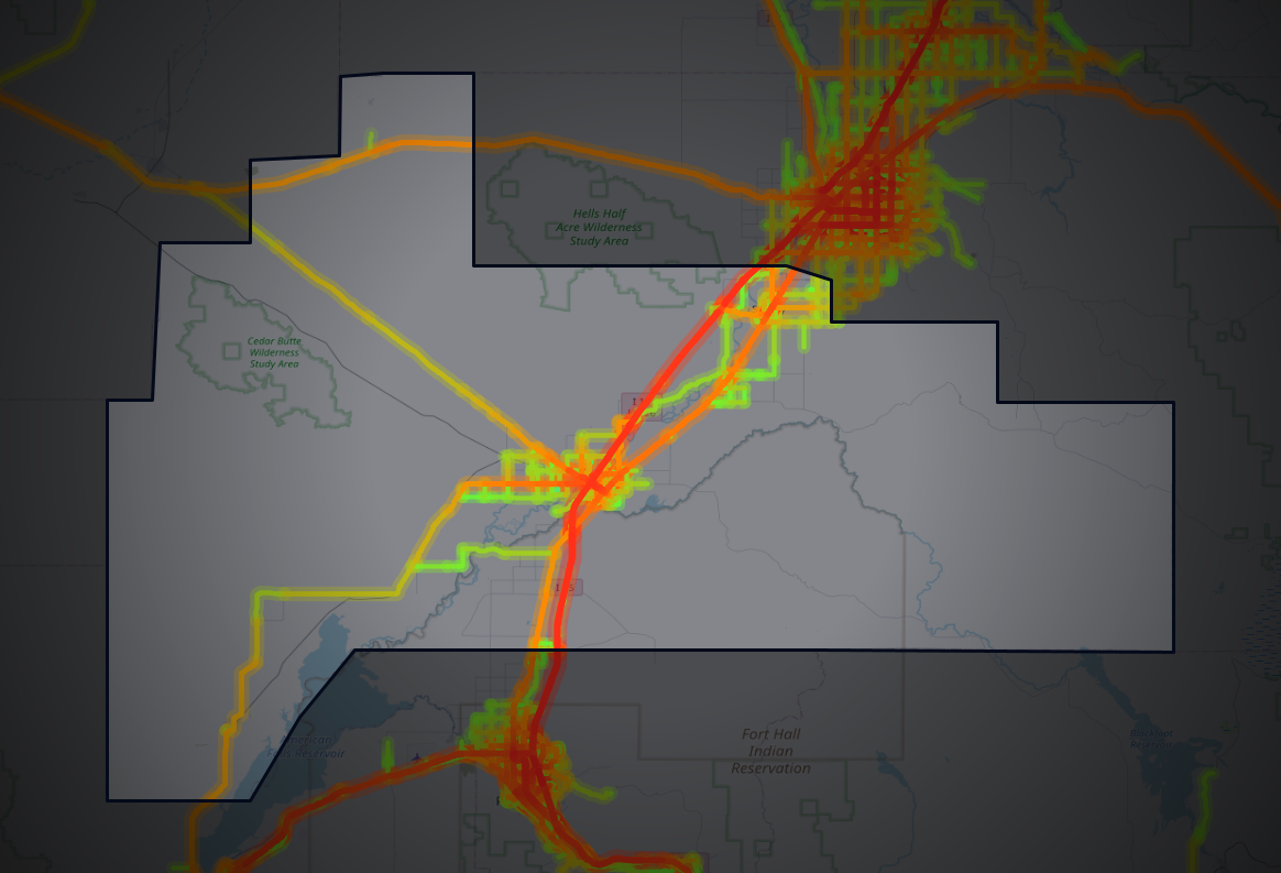 Traffic map of Bingham, Idaho