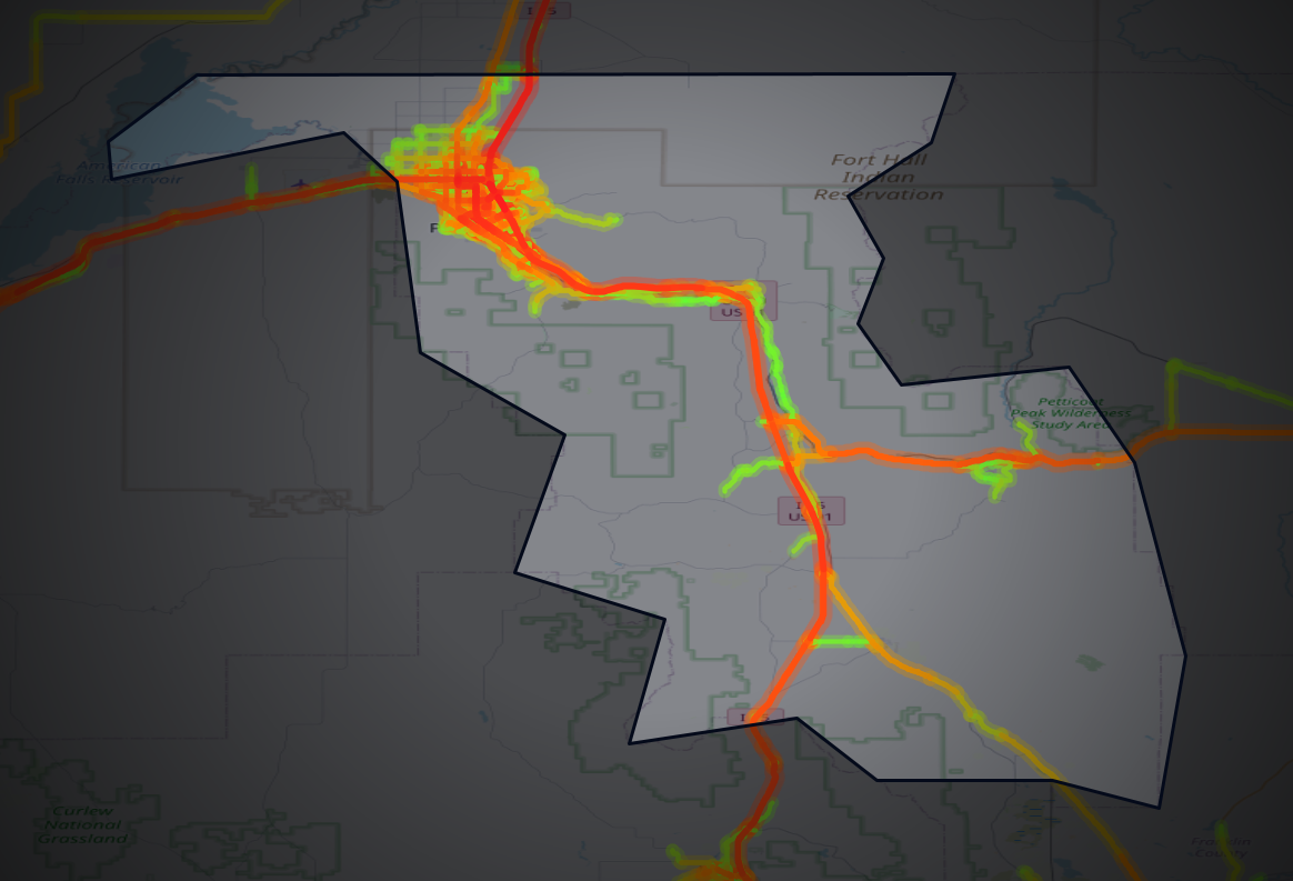 Traffic map of Bannock, Idaho