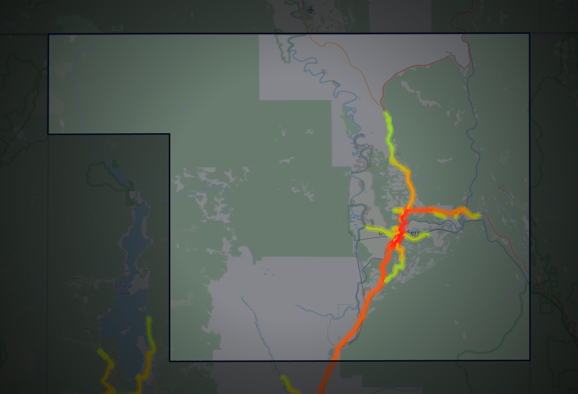 Traffic map of Boundary, Idaho