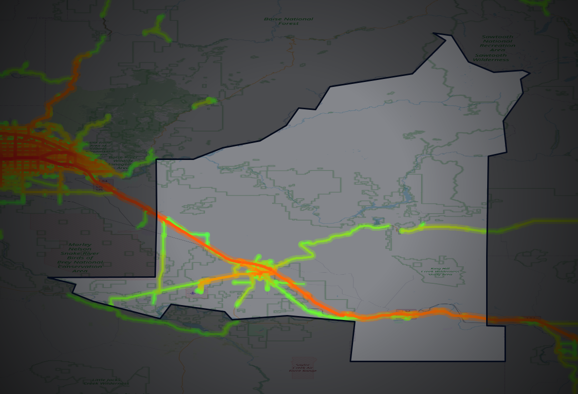 Traffic map of Elmore, Idaho