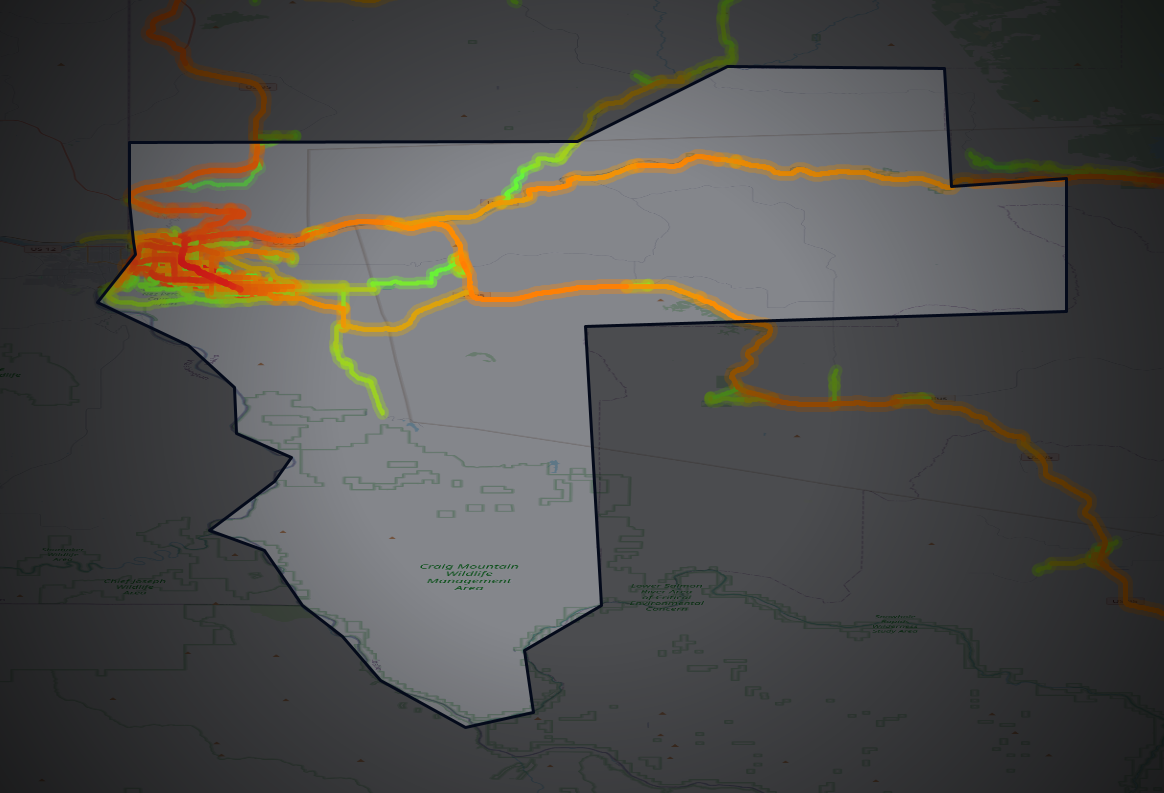 Traffic map of Nez Perce, Idaho