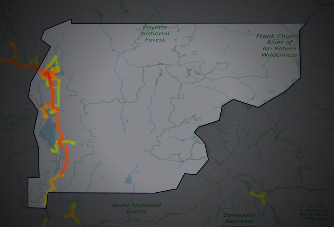 Traffic map of Valley, Idaho