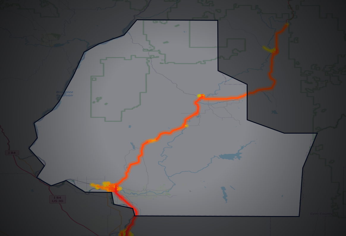 Traffic map of Washington, Idaho