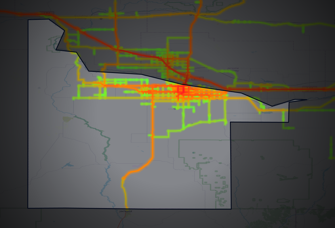Traffic map of Twin Falls, Idaho