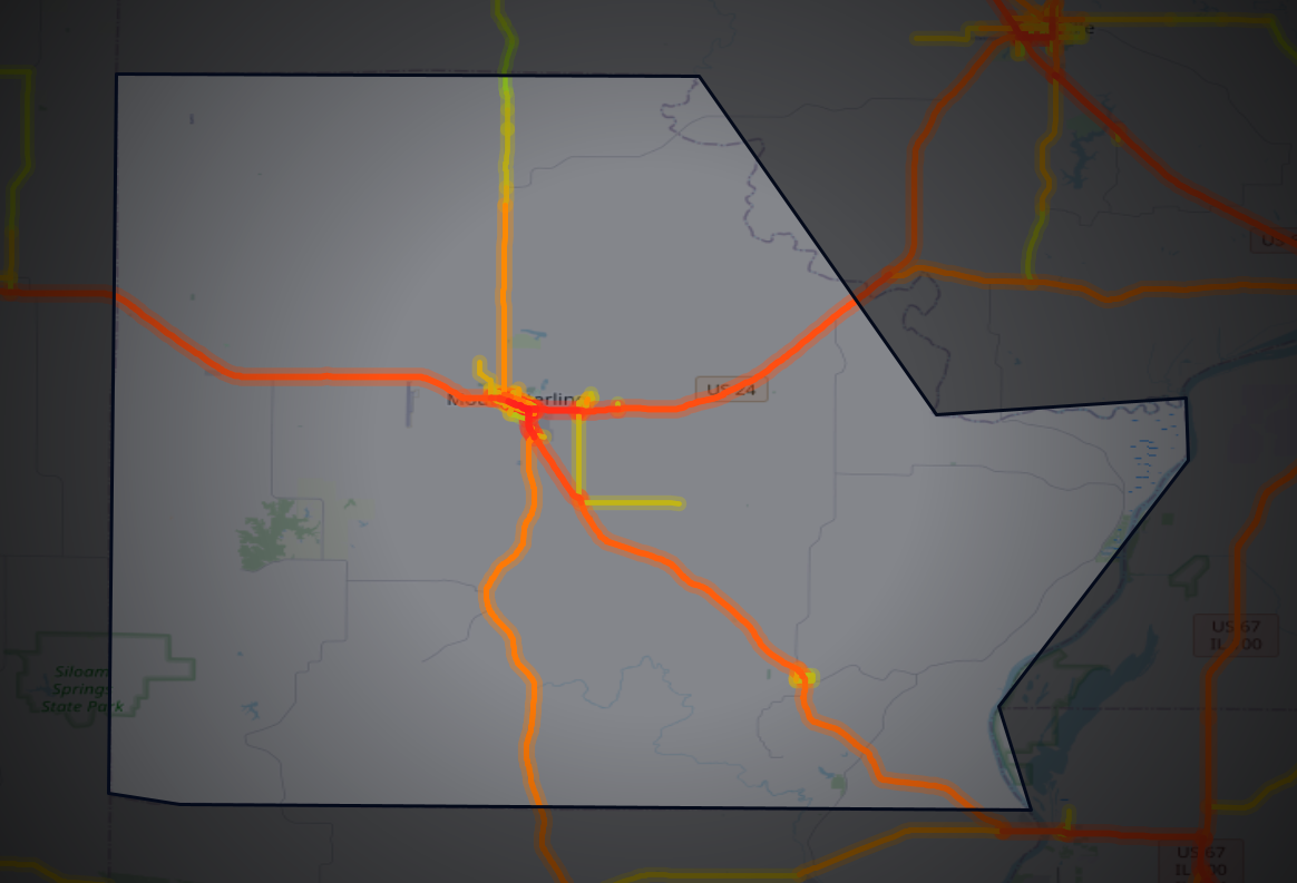 Traffic map of Brown, Illinois