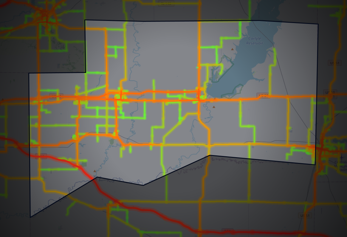 Traffic map of Clinton, Illinois