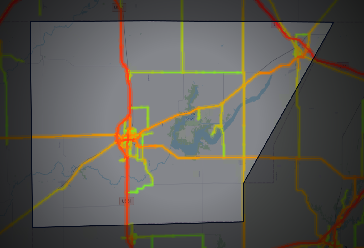 Traffic map of De Witt, Illinois