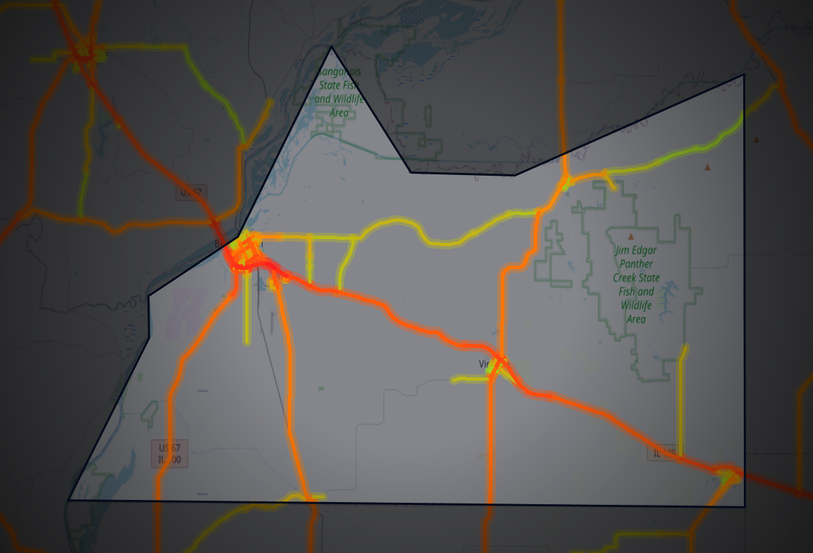 Traffic map of Cass, Illinois