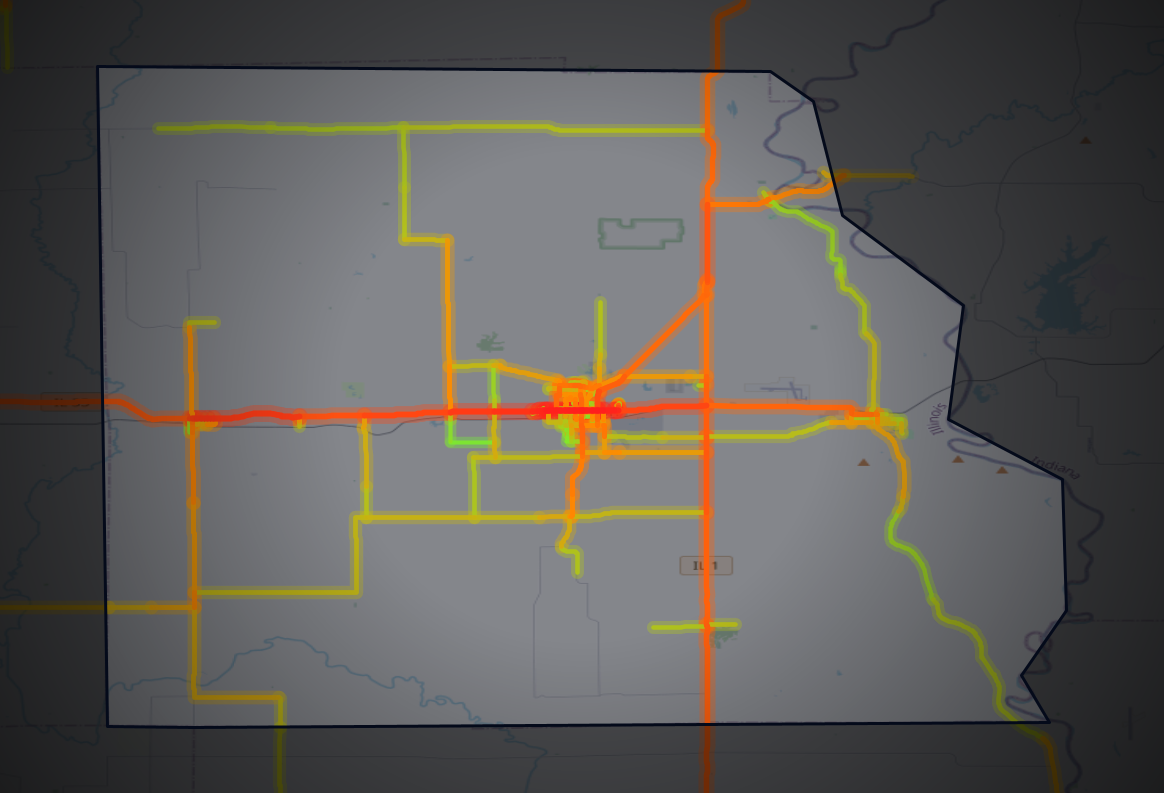Traffic map of Crawford, Illinois
