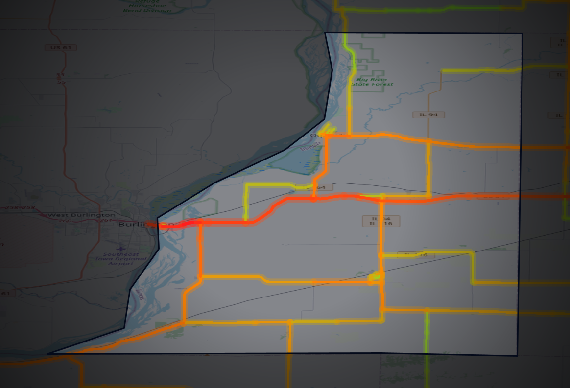 Traffic map of Henderson, Illinois