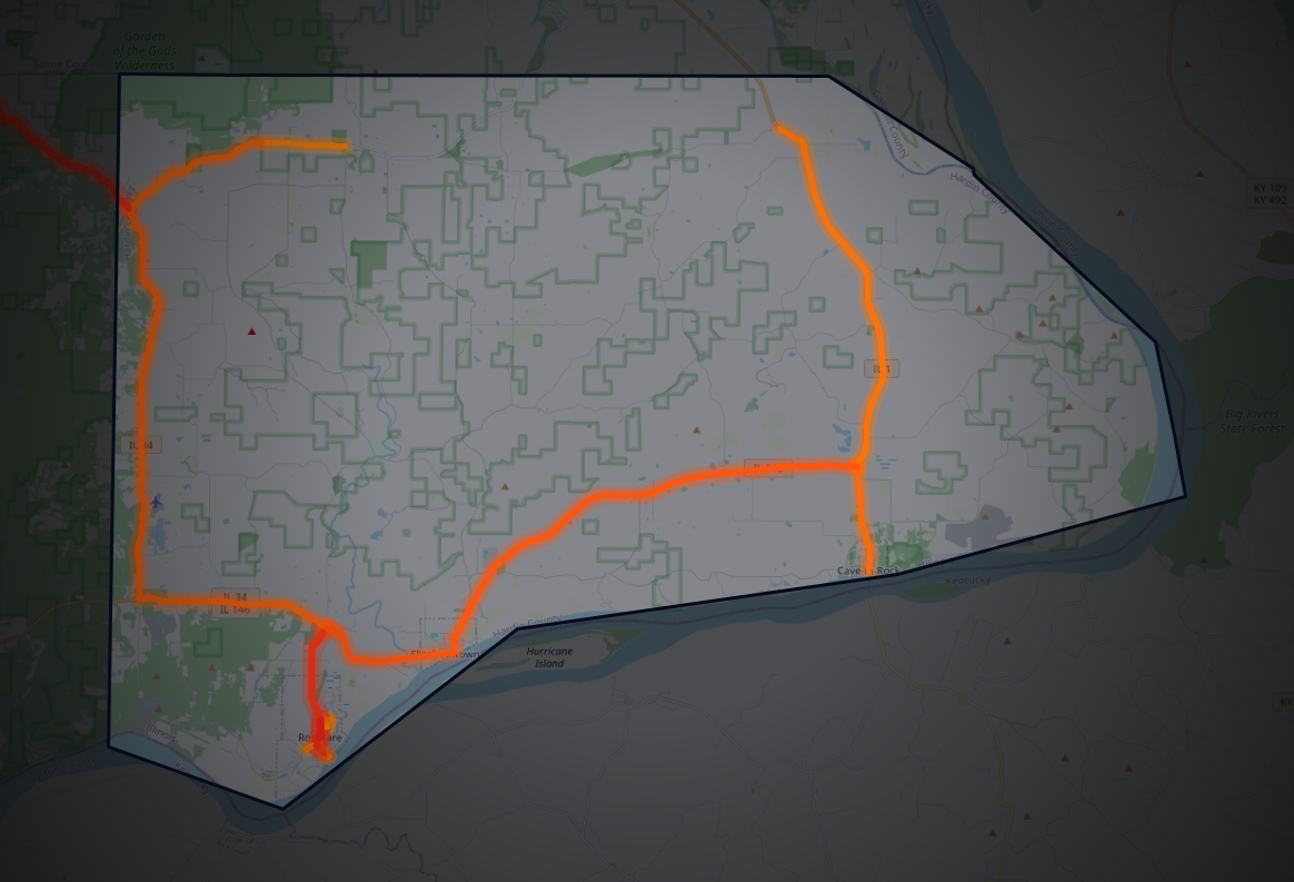 Traffic map of Hardin, Illinois