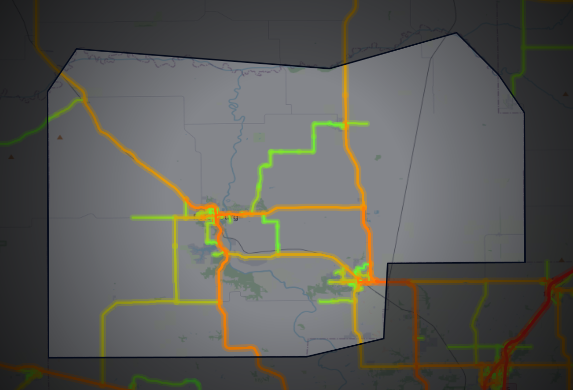Traffic map of Menard, Illinois