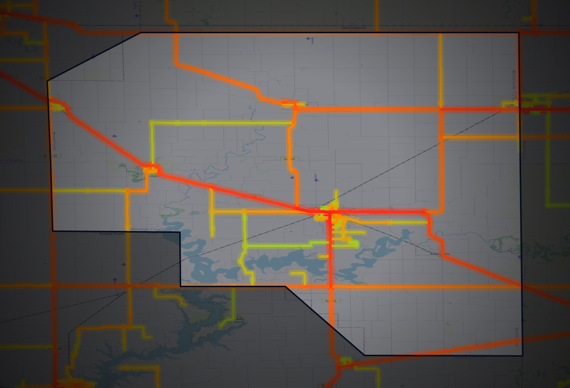 Traffic map of Moultrie, Illinois