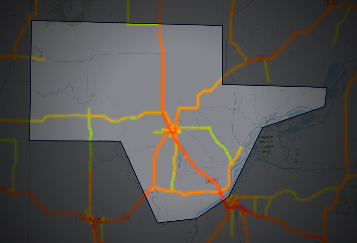 Traffic map of Schuyler, Illinois