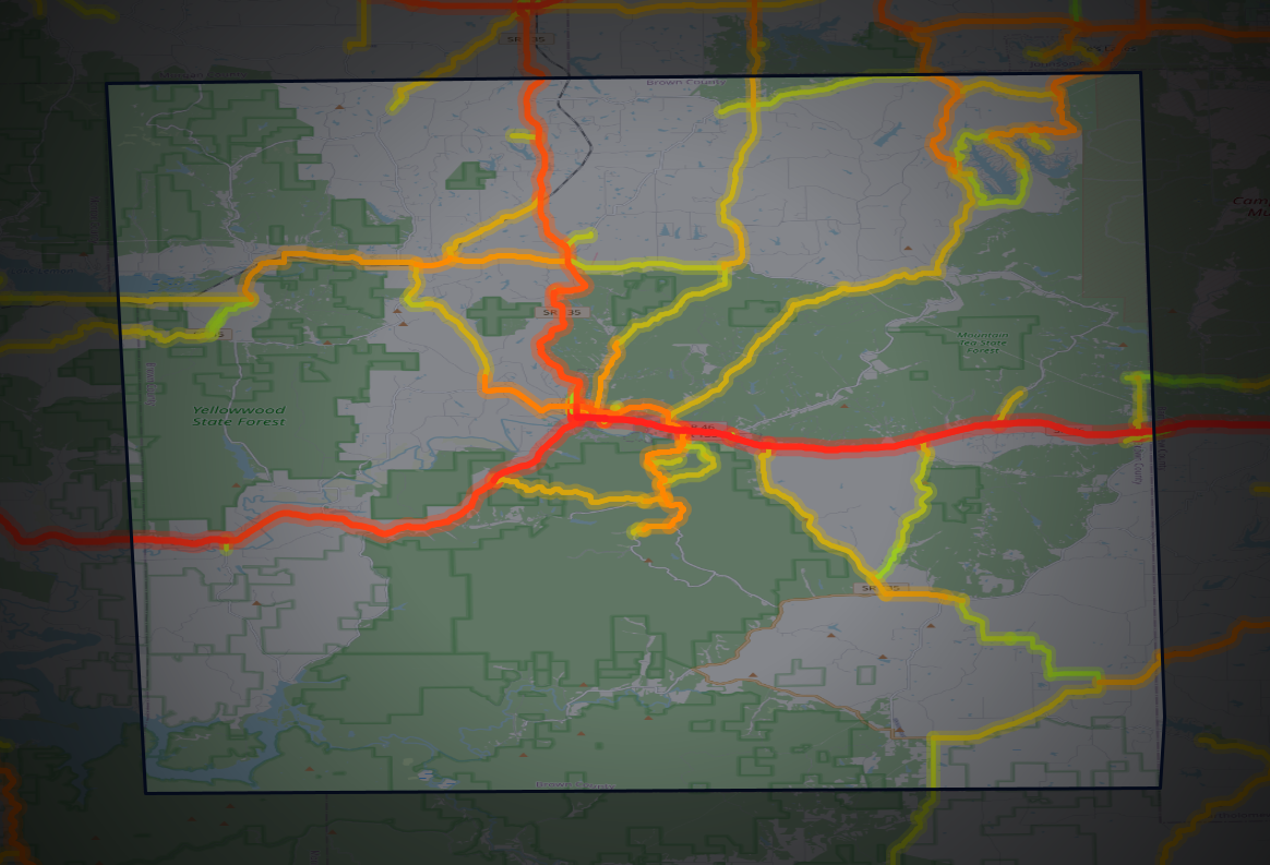Traffic map of Brown, Indiana