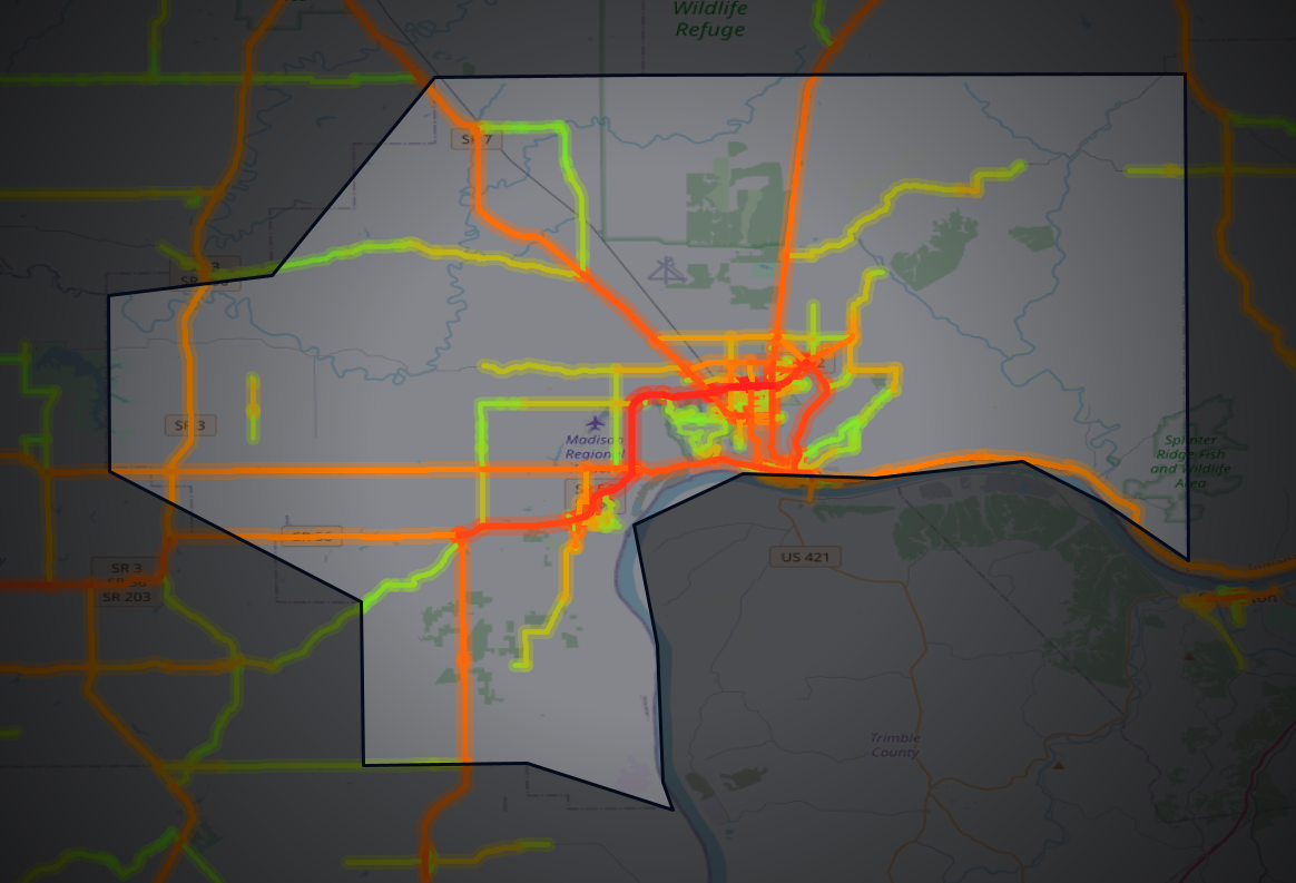 Traffic map of Jefferson, Indiana