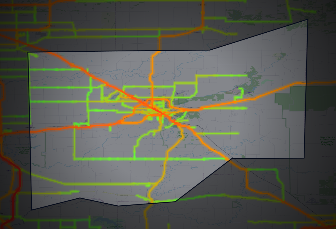 Traffic map of Jennings, Indiana