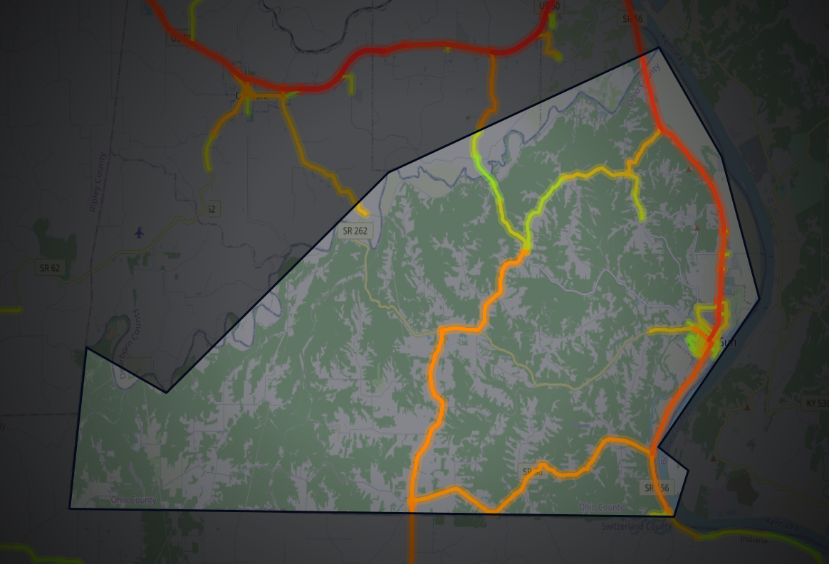 Traffic map of Ohio, Indiana