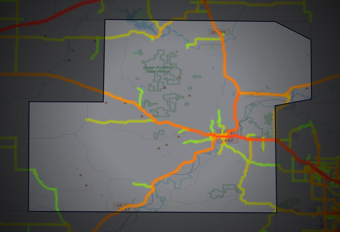 Traffic map of Owen, Indiana