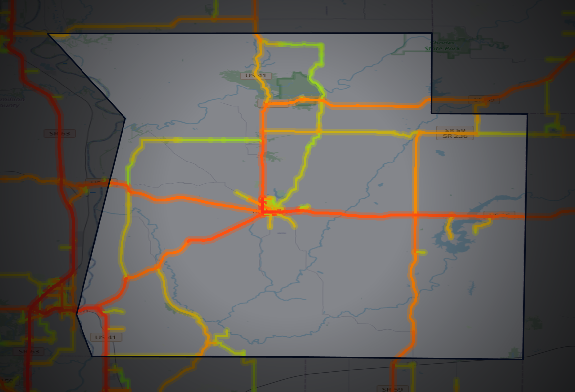 Traffic map of Parke, Indiana
