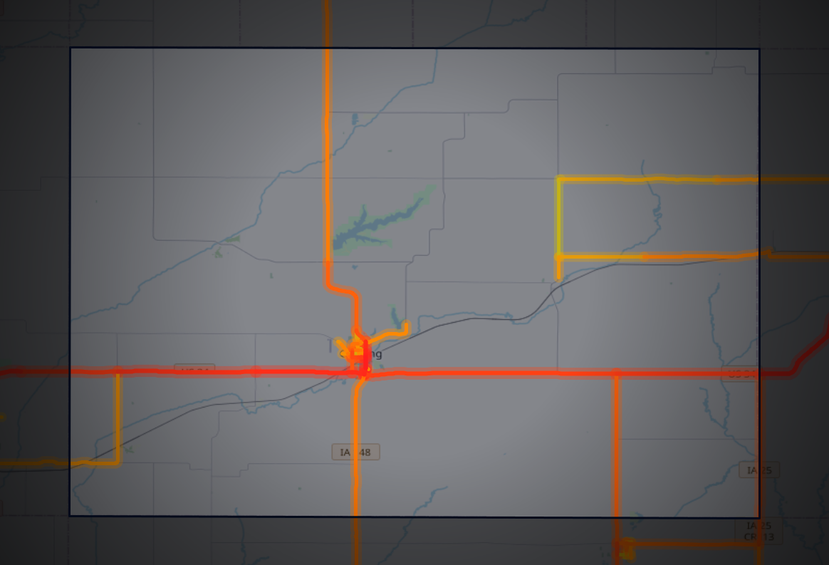 Traffic map of Adams, Iowa