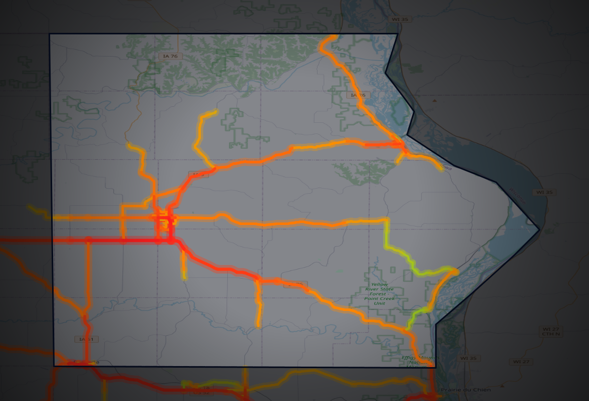 Traffic map of Allamakee, Iowa