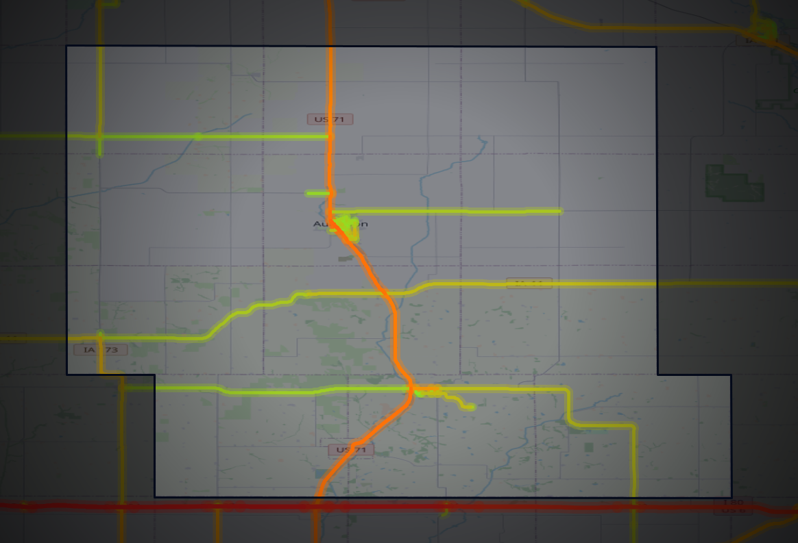 Traffic map of Audubon, Iowa