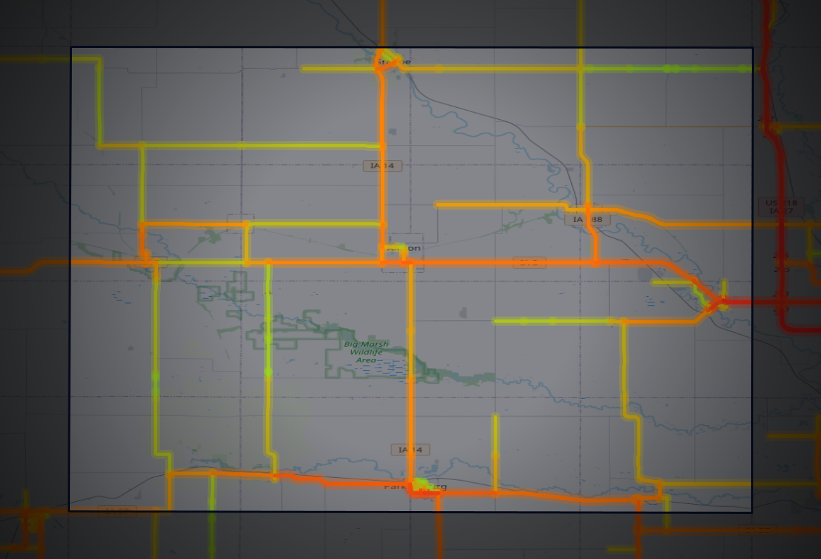 Traffic map of Butler, Iowa