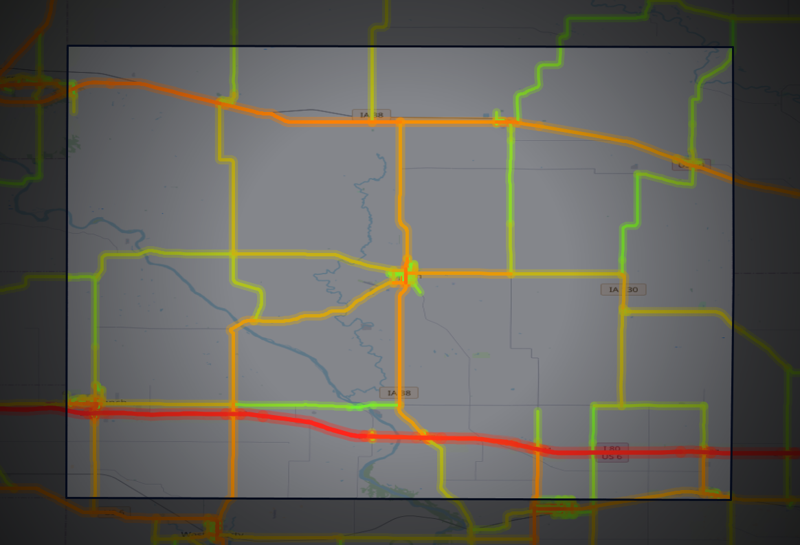 Traffic map of Cedar, Iowa