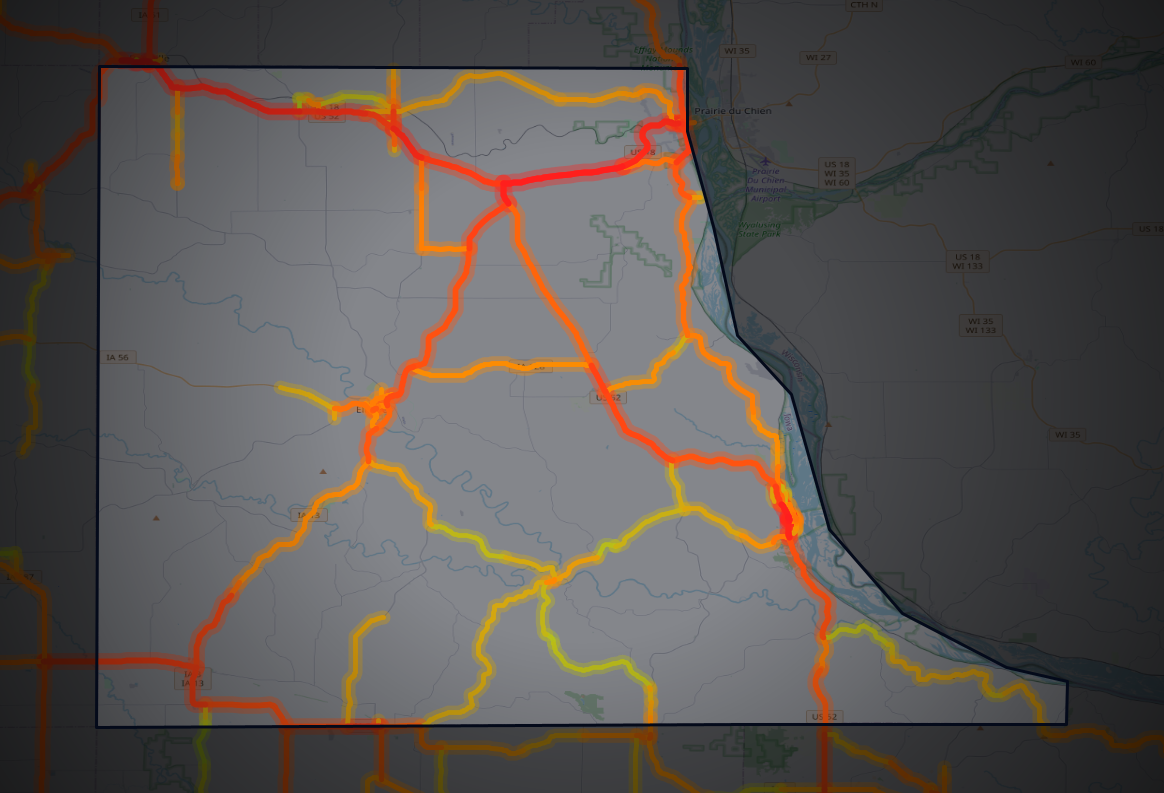 Traffic map of Clayton, Iowa