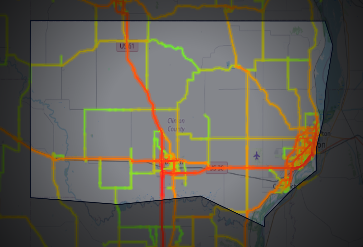 Traffic map of Clinton, Iowa