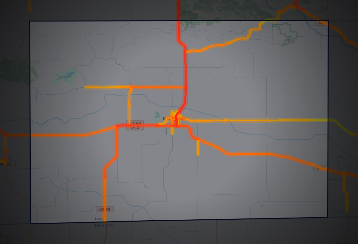 Traffic map of Davis, Iowa