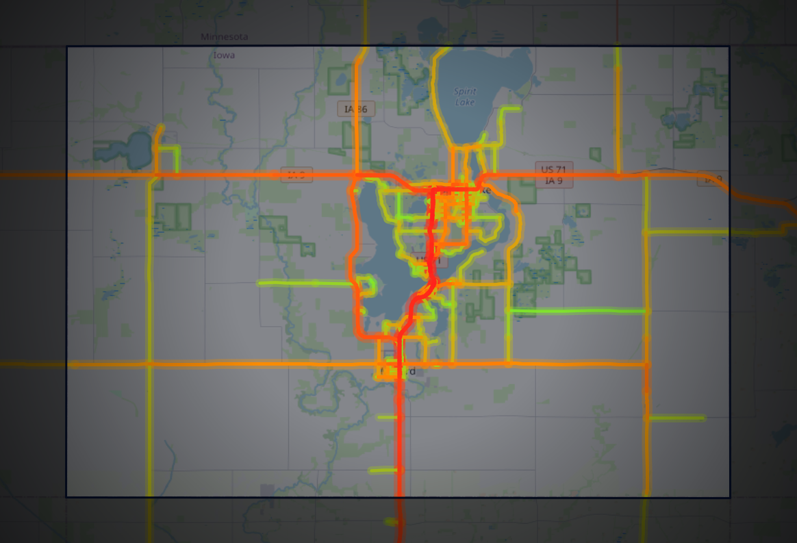 Traffic map of Dickinson, Iowa