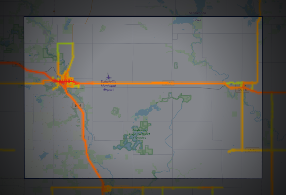 Traffic map of Emmet, Iowa