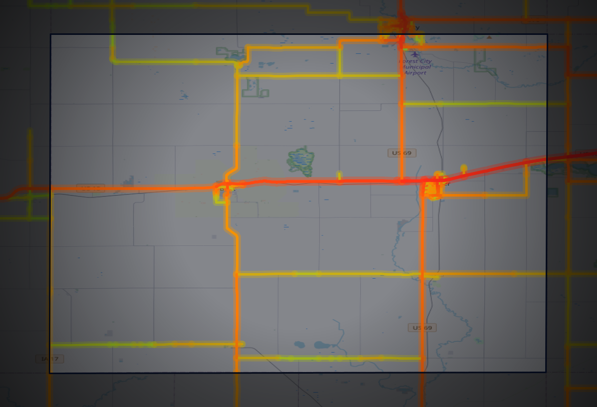 Traffic map of Hancock, Iowa
