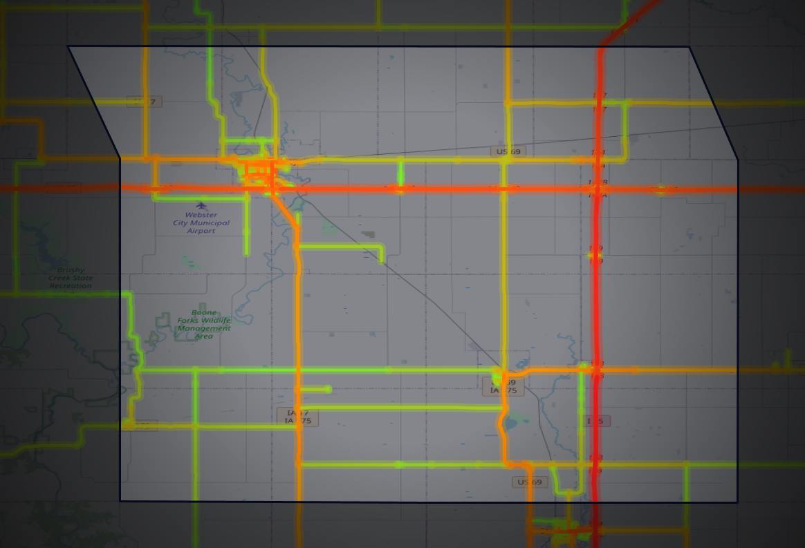 Traffic map of Hamilton, Iowa