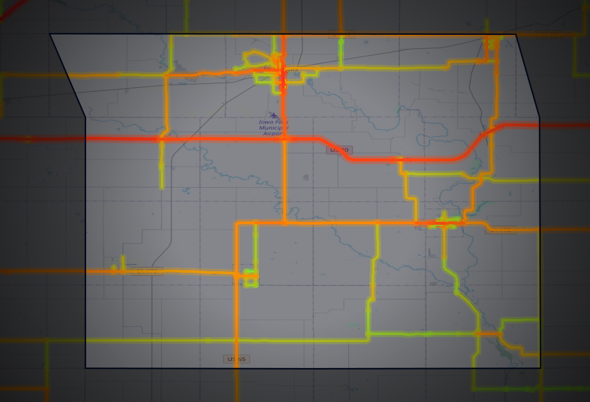 Traffic map of Hardin, Iowa