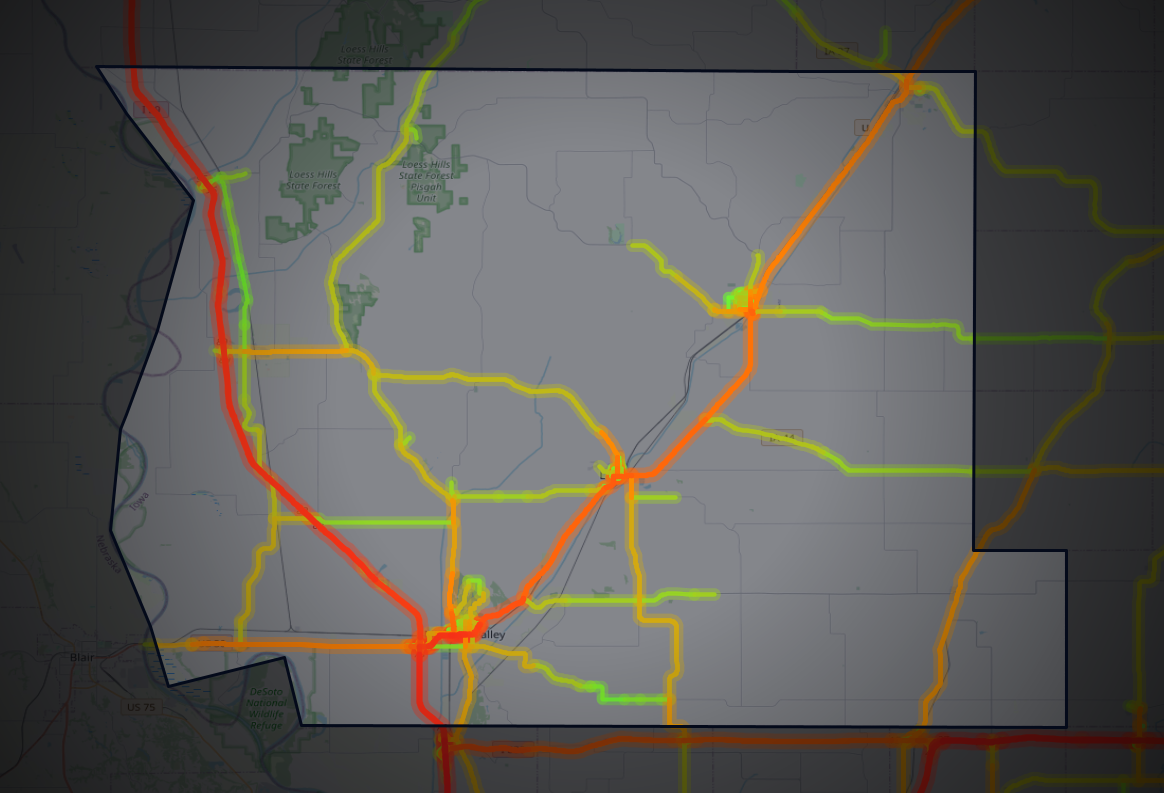 Traffic map of Harrison, Iowa