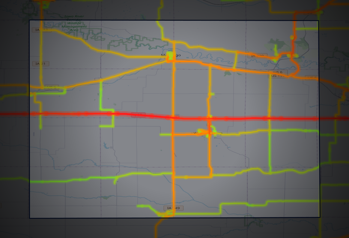 Traffic map of Iowa, Iowa