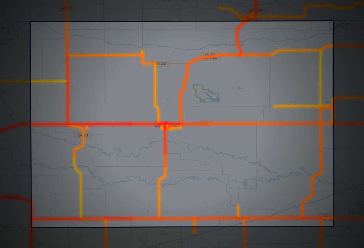 Traffic map of Keokuk, Iowa