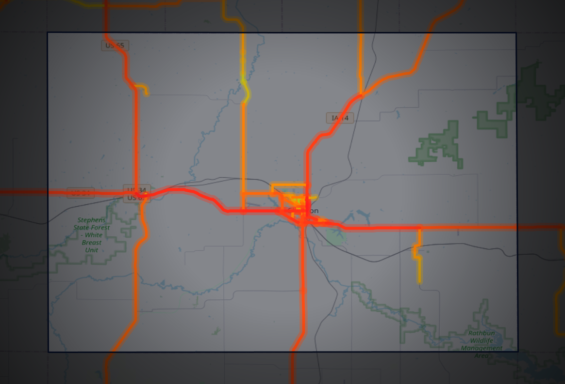 Traffic map of Lucas, Iowa