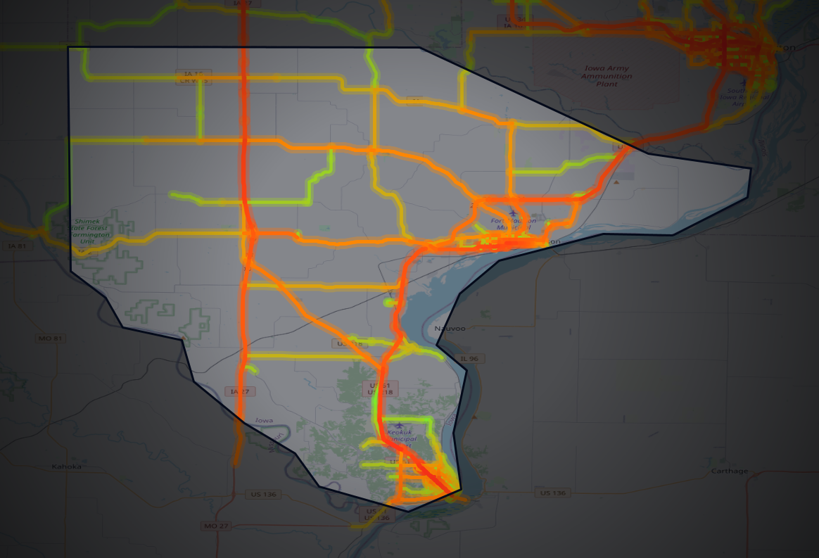Traffic map of Lee, Iowa