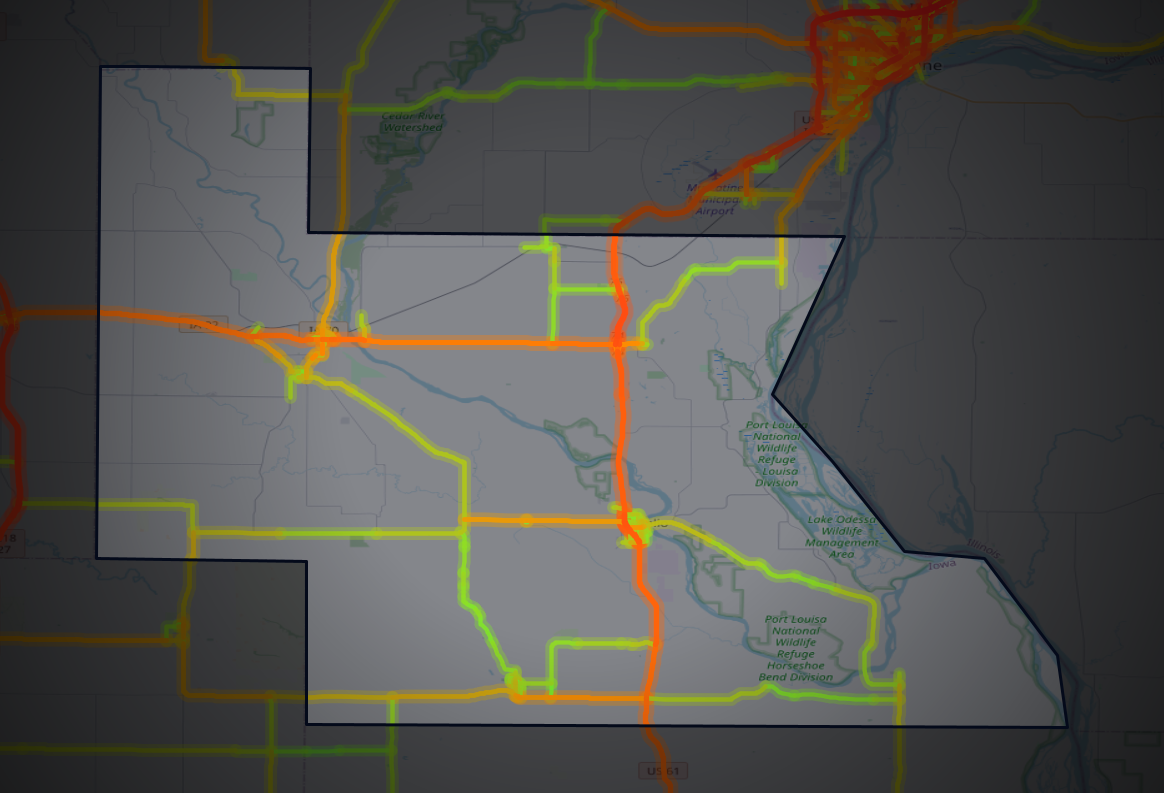 Traffic map of Louisa, Iowa