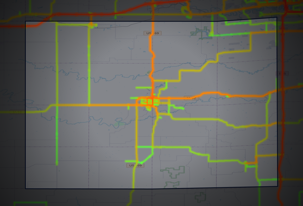 Traffic map of Madison, Iowa