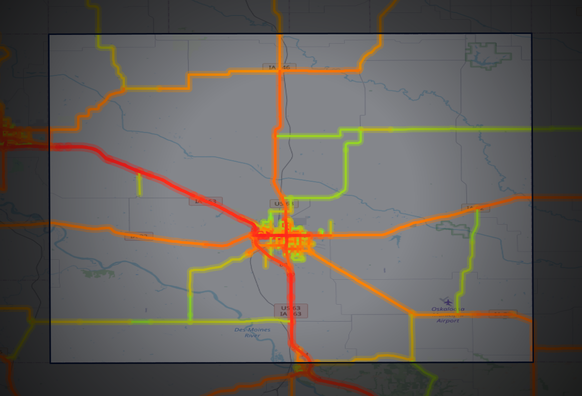 Traffic map of Mahaska, Iowa