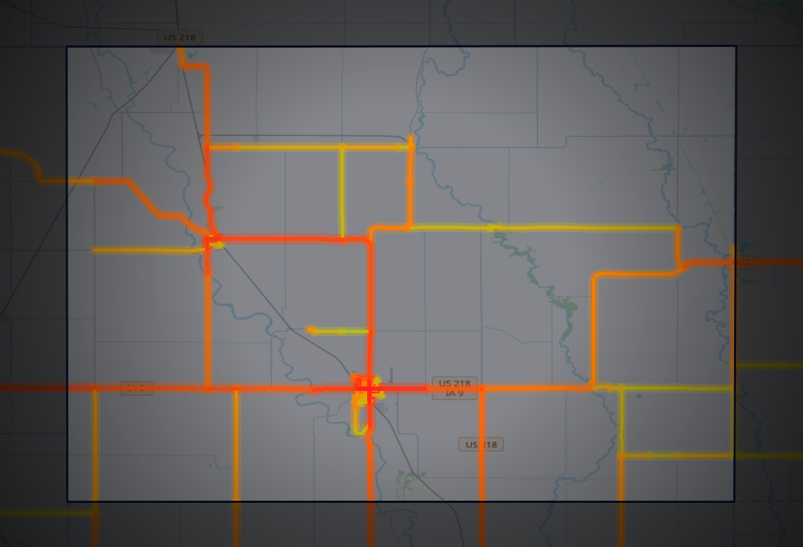 Traffic map of Mitchell, Iowa