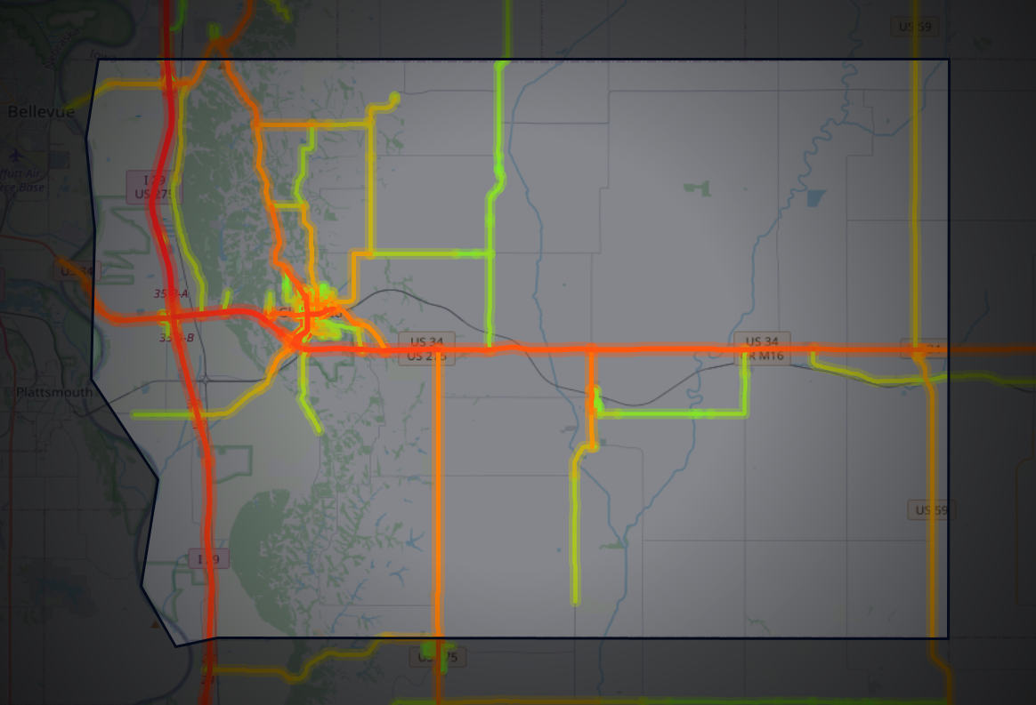 Traffic map of Mills, Iowa