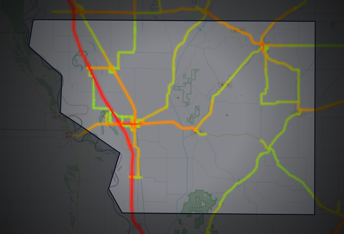 Traffic map of Monona, Iowa