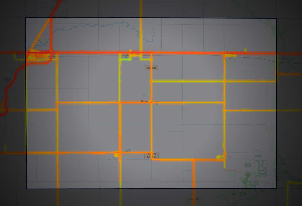 Traffic map of O'Brien, Iowa